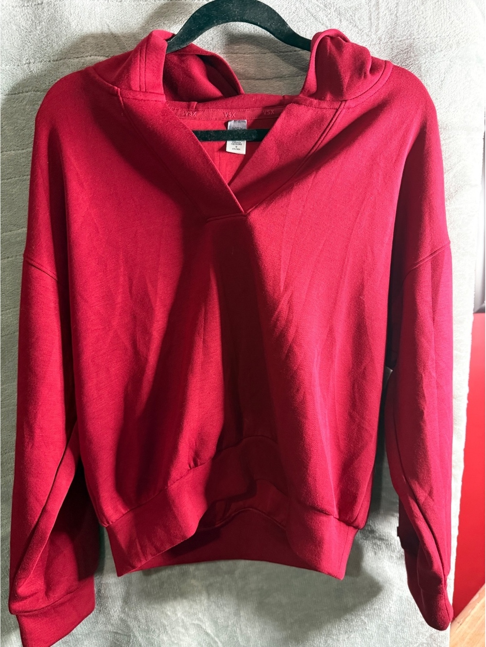 Victoria’s Secret VSX V Neck Hooded Sweatshirt Medium Oversized Pullover NWOT